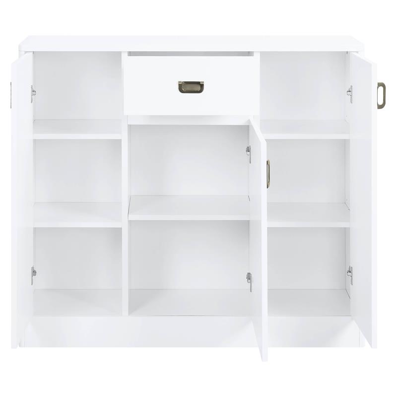 ACME Pagan Wooden Server with Drawer and Adjustable Shelves in White High Gloss