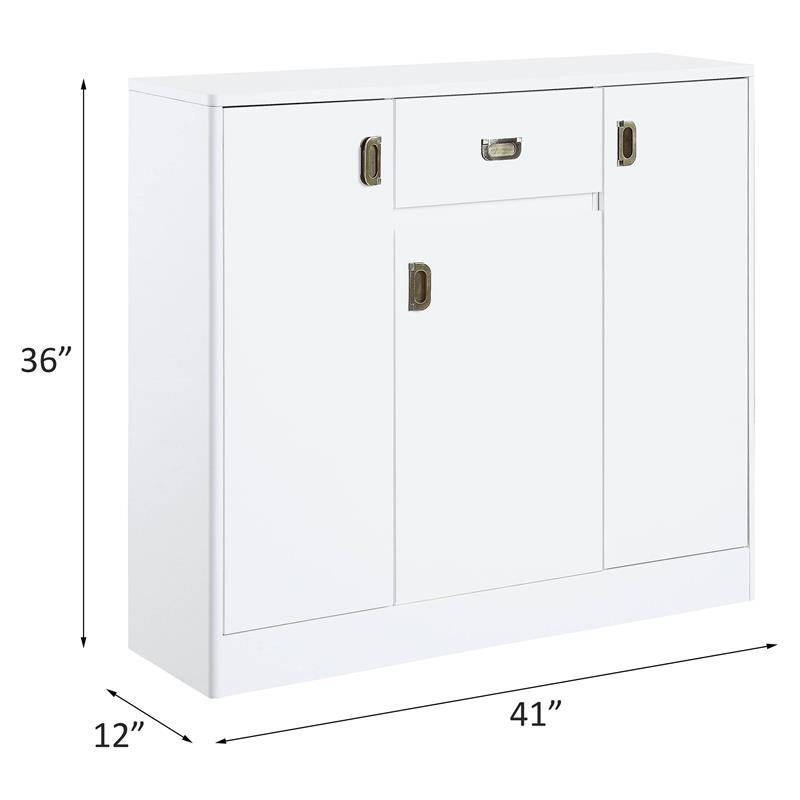 ACME Pagan Wooden Server with Drawer and Adjustable Shelves in White High Gloss