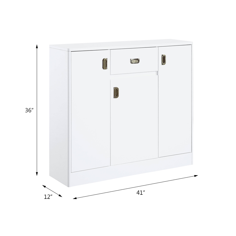 ACME Pagan Wooden Server with Drawer and Adjustable Shelves in White High Gloss