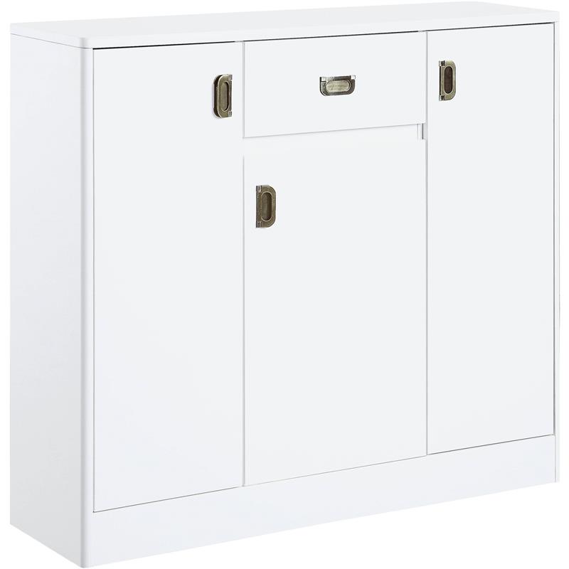 ACME Pagan Wooden Server with Drawer and Adjustable Shelves in White High Gloss