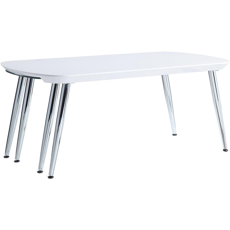 ACME Patina Wood Coffee Table with Pull-out Top in White and Chrome