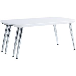 acme patina wood coffee table with pull-out top in white and chrome