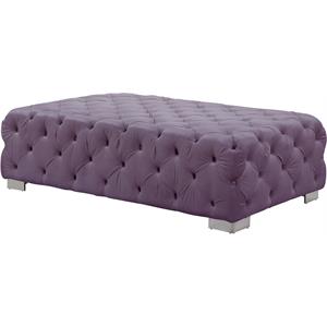 acme qokmis button tufted velvet upholstered rectangular ottoman in purple