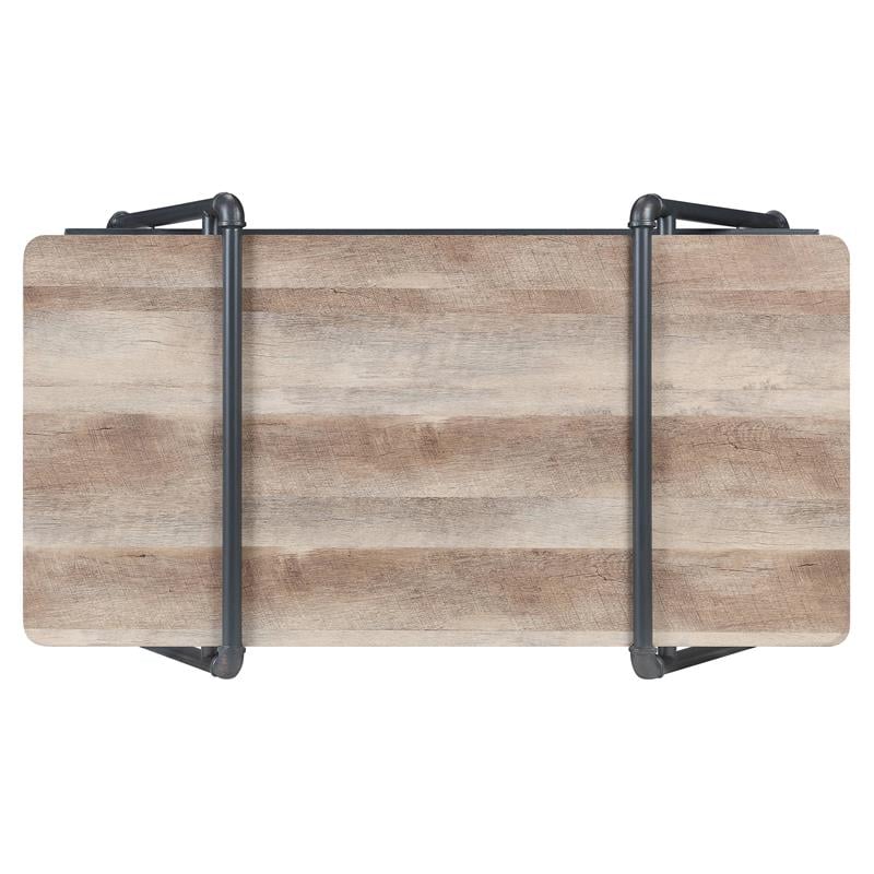 ACME Brantley Wooden Top Coffee Table with Metal Frame in Oak and Sandy Gray
