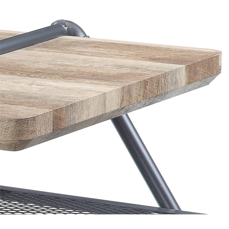 ACME Brantley Wooden Top Coffee Table with Metal Frame in Oak and Sandy Gray