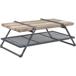 ACME Brantley Wooden Top Coffee Table with Metal Frame in Oak and Sandy Gray
