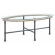ACME Brantley Pipe Style Oval Glass Top Coffee Table in Clear and Sandy Gray