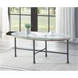 ACME Brantley Pipe Style Oval Glass Top Coffee Table in Clear and Sandy Gray