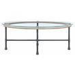 ACME Brantley Pipe Style Oval Glass Top Coffee Table in Clear and Sandy Gray