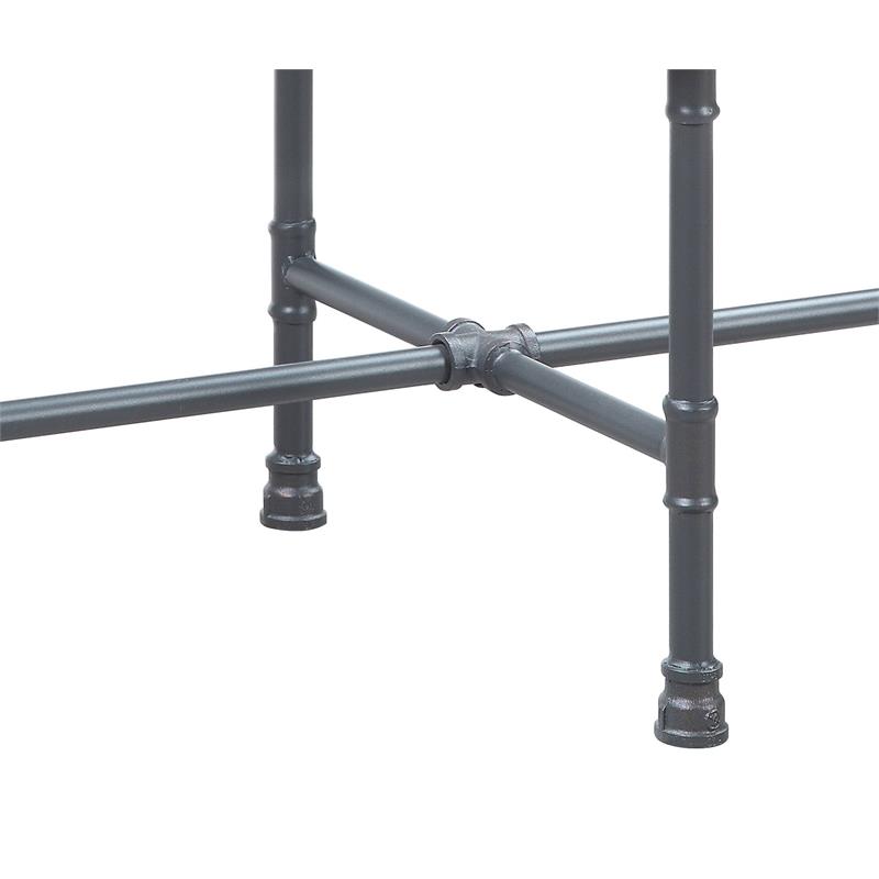 ACME Brantley Pipe Style Oval Glass Top Coffee Table in Clear and Sandy Gray