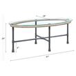 ACME Brantley Pipe Style Oval Glass Top Coffee Table in Clear and Sandy Gray