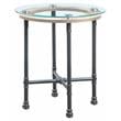 ACME Brantley Pipe Style Round Glass Top End Table in Clear and Sandy Gray