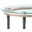 ACME Brantley Pipe Style Round Glass Top End Table in Clear and Sandy Gray