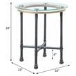 ACME Brantley Pipe Style Round Glass Top End Table in Clear and Sandy Gray