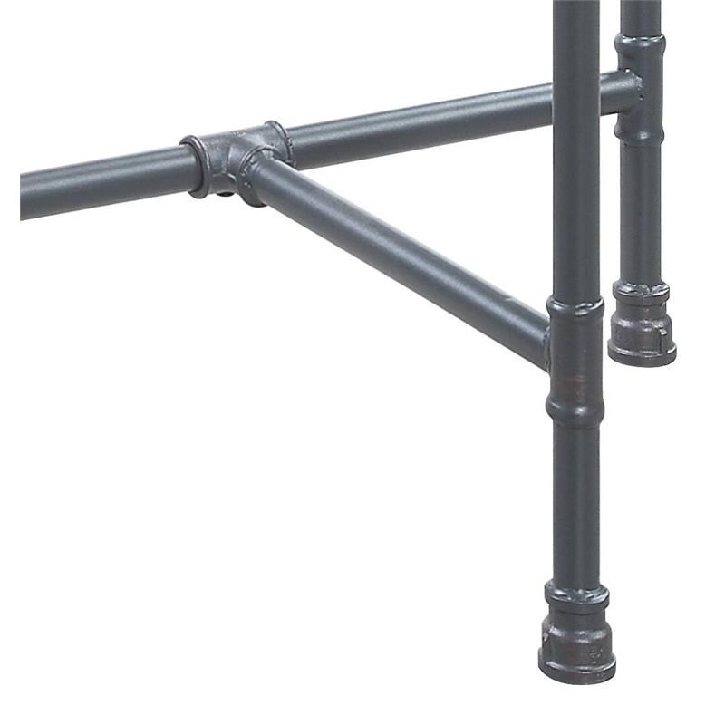 ACME Brantley Pipe Style Glass Top Sofa Table in Clear and Sandy Gray