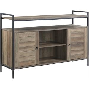 acme baina wooden tv stand with 2 open shelves in rustic oak and black