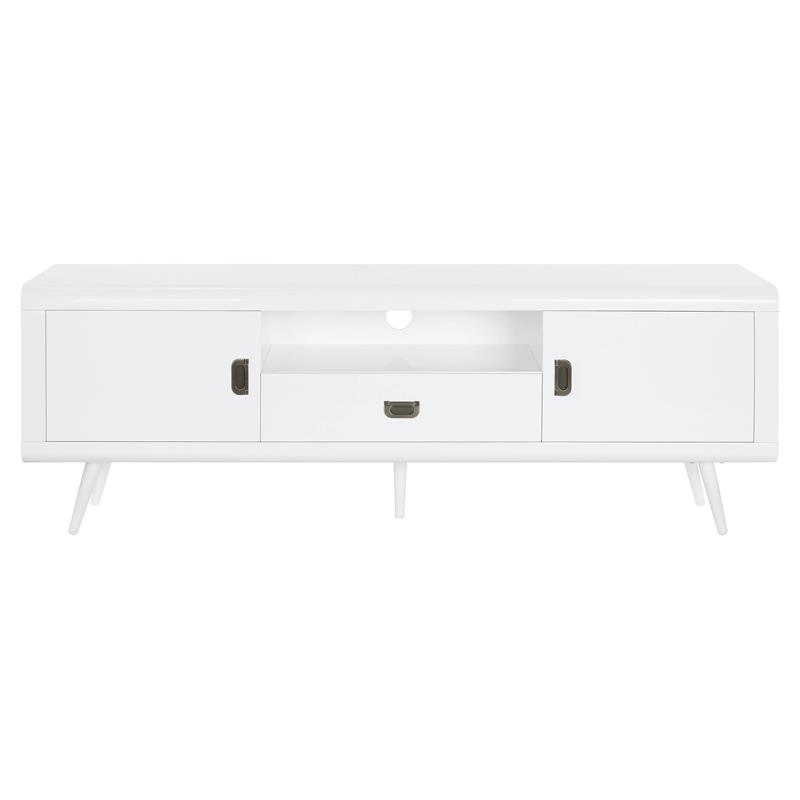 ACME Pagan Wooden TV Stand with Cord Management Hole in White High Gloss