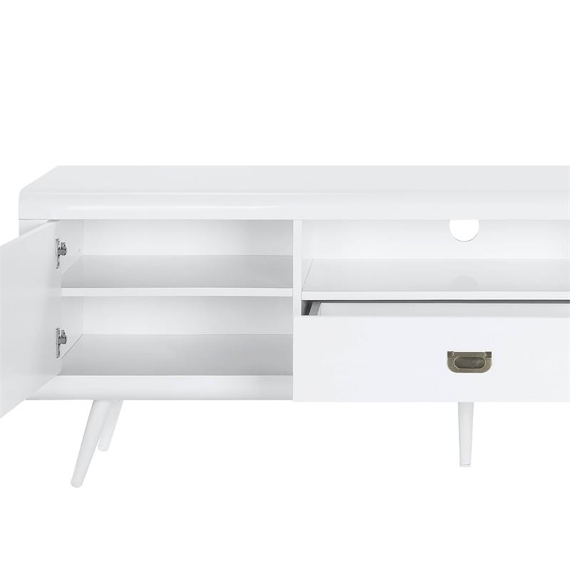 ACME Pagan Wooden TV Stand with Cord Management Hole in White High Gloss