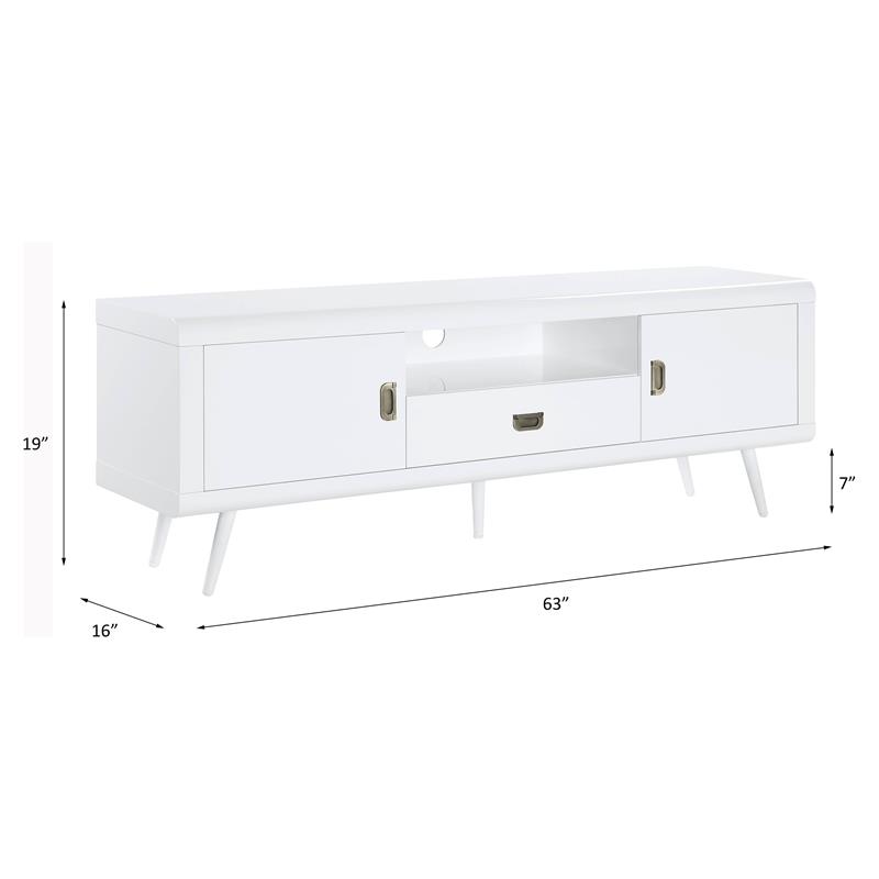 ACME Pagan Wooden TV Stand with Cord Management Hole in White High Gloss