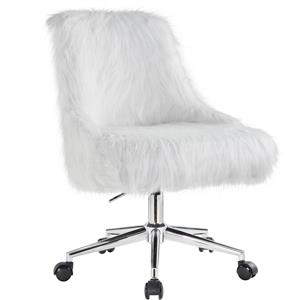 acme arundell ii fabric upholstered swivel office chair in white and chrome