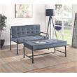 ACME Brantley Tufted Bench with Metal Frame in Gray and Sandy Gray Velvet