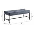 ACME Brantley Tufted Bench with Metal Frame in Gray and Sandy Gray Velvet