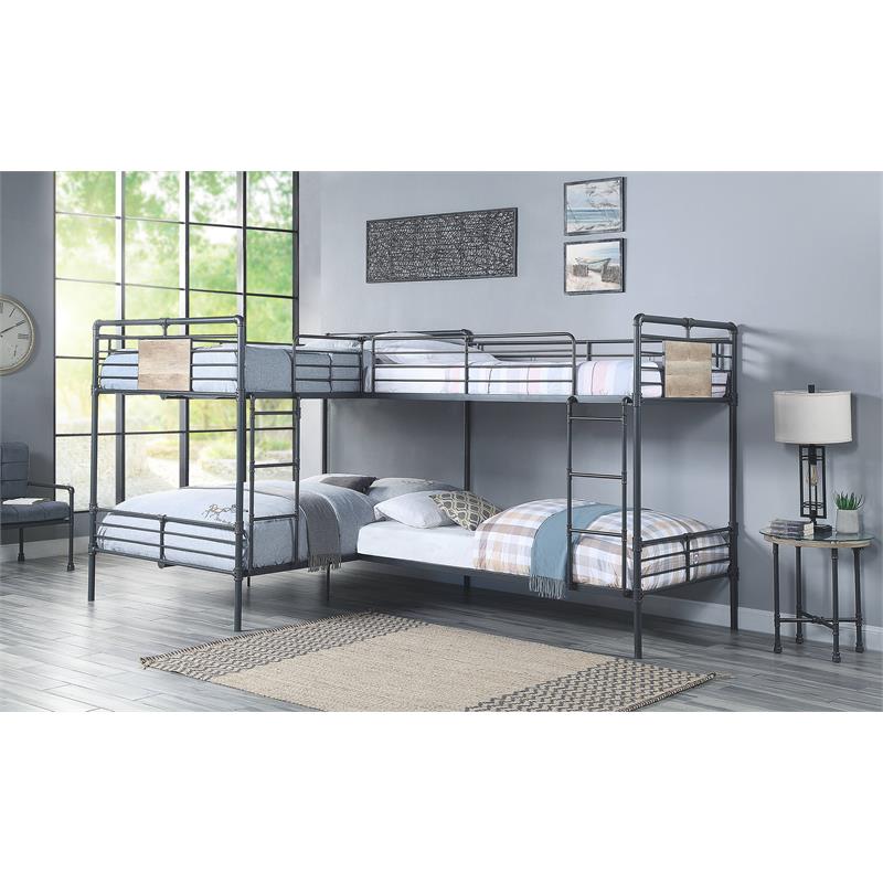 ACME Cordelia Twin over Full Metal Bunk Bed in Sandy Black and Dark Bronze