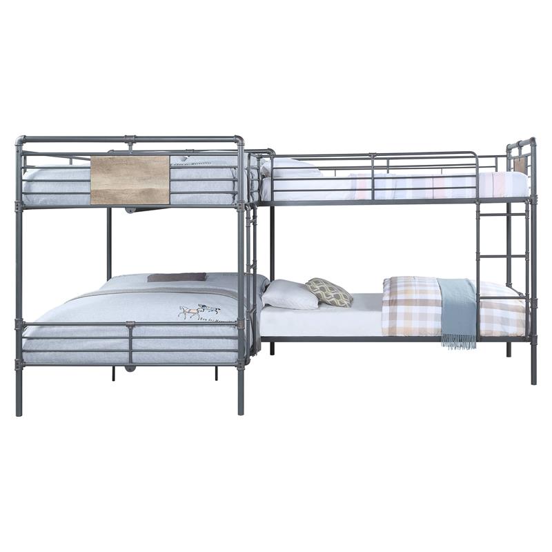 ACME Cordelia Twin over Full Metal Bunk Bed in Sandy Black and Dark Bronze