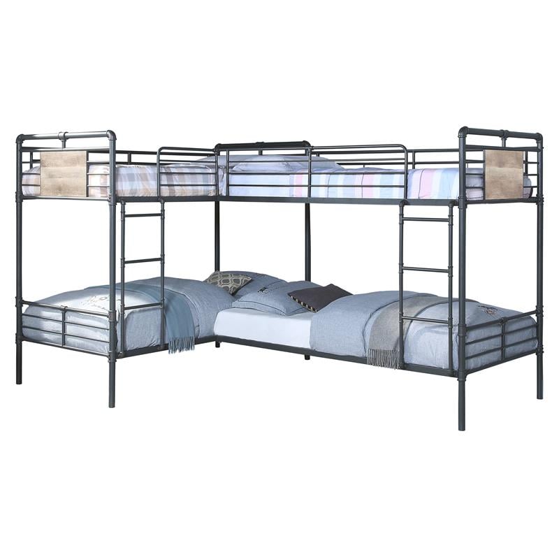 ACME Cordelia Twin over Twin Metal Bunk Bed in Sandy Black and Dark Bronze