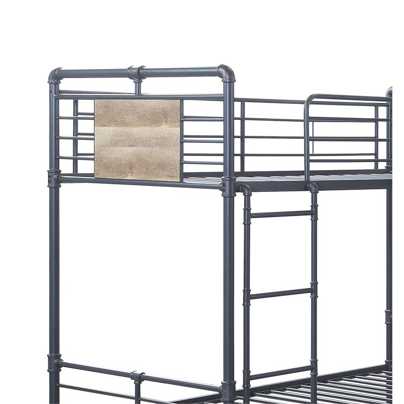 ACME Cordelia Twin over Twin Metal Bunk Bed in Sandy Black and Dark Bronze