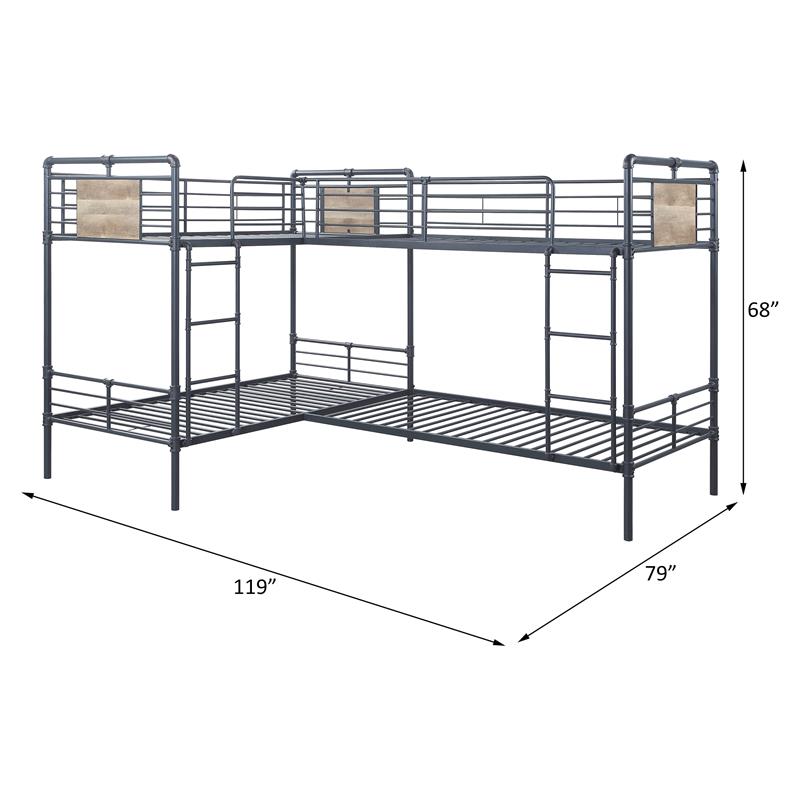 ACME Cordelia Twin over Twin Metal Bunk Bed in Sandy Black and Dark Bronze