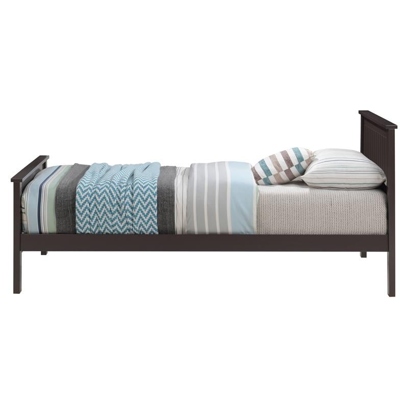 ACME Bungalow Wooden Twin Panel Bed with Slad System in Chocolate