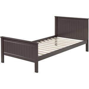 ACME Bungalow Wooden Twin Panel Bed with Slad System in Chocolate
