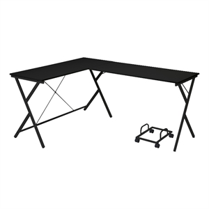 ACME Demas Wooden Top Computer Desk with Computer Holder in White and Black