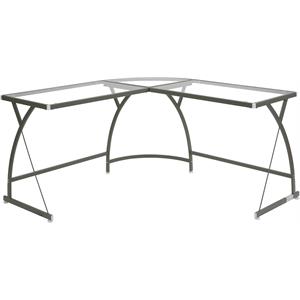 acme janison computer desk in clear glass & silver finish