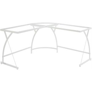 acme janison computer desk in clear glass & white finish