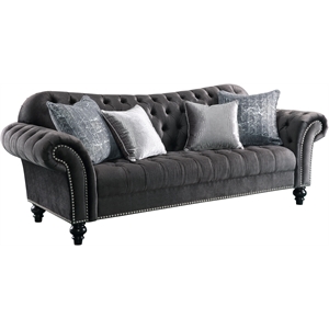 acme gaura sofa in dark gray fabric