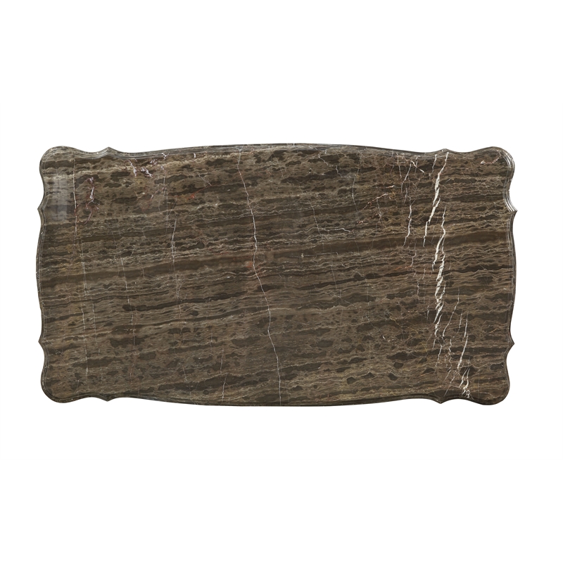 ACME Eustoma Coffee Table in Dark Brown Marble and Walnut