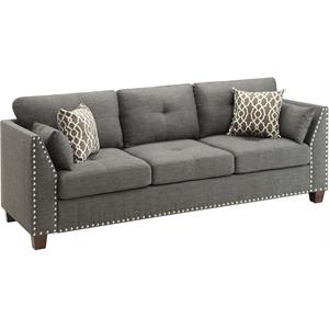 acme laurissa sofa in light charcoal linen