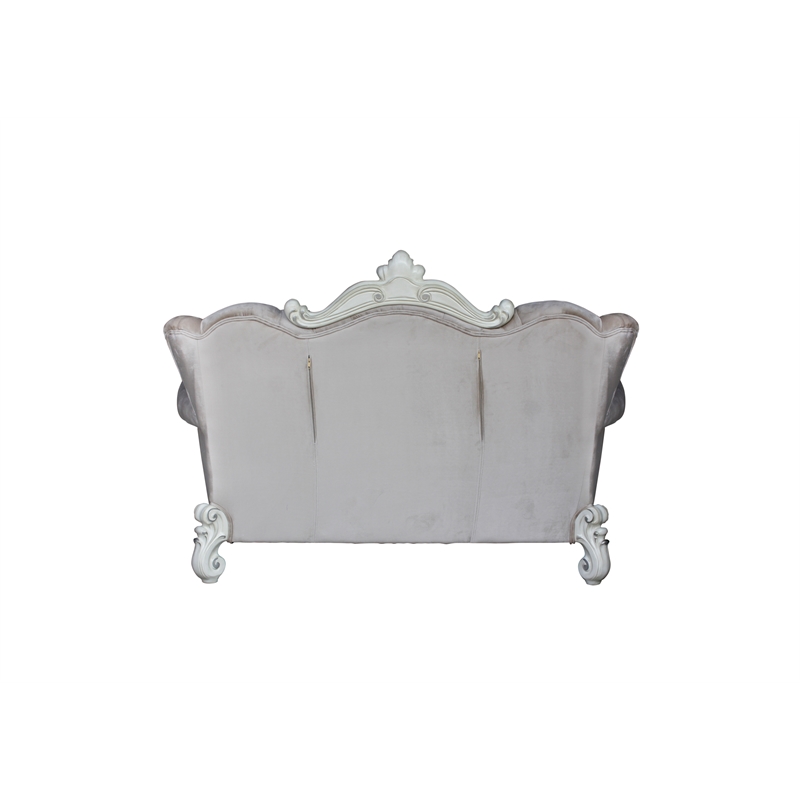 ACME Versailles Loveseat in Ivory Velvet & Bone White