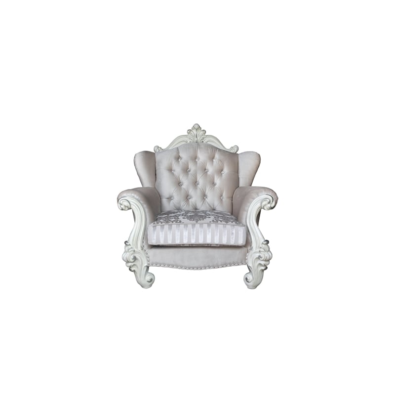 ACME Versailles Chair in Ivory Velvet & Bone White
