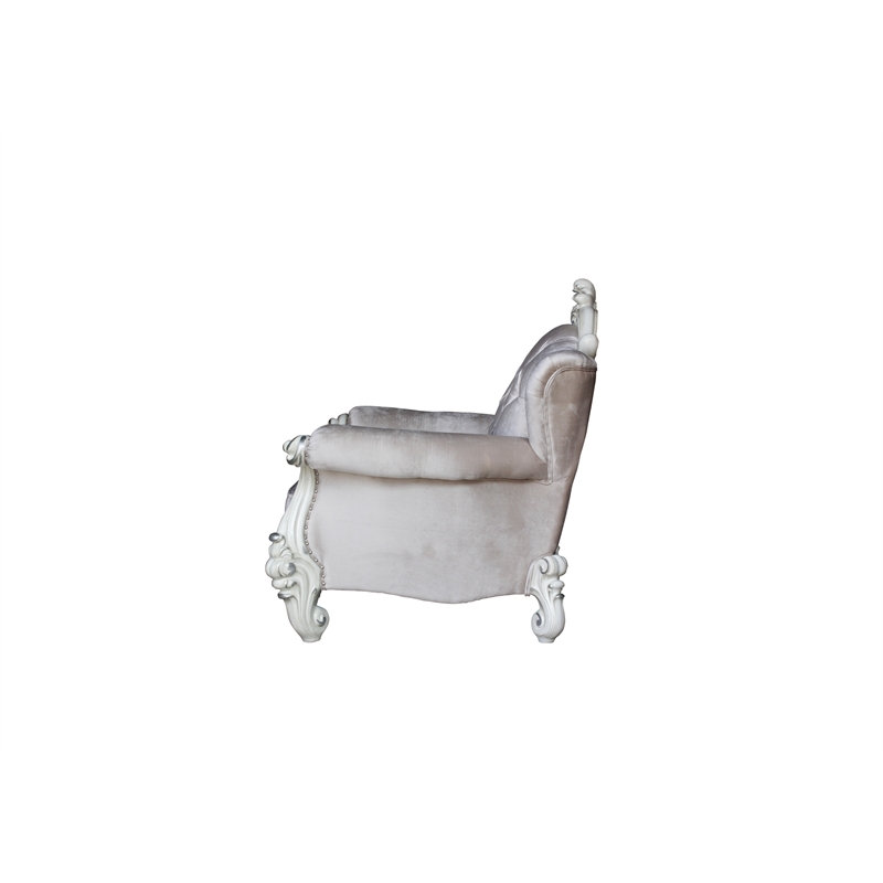 ACME Versailles Chair in Ivory Velvet & Bone White