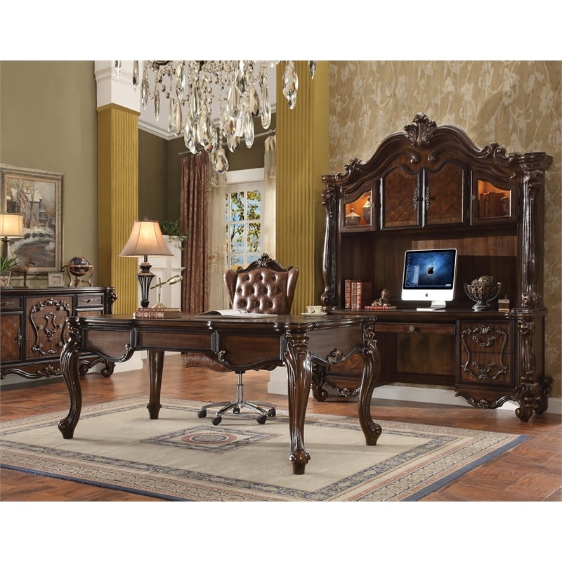 ACME Versailles Executive Chair in 2 Tone Light Brown PU & Cherry Oak