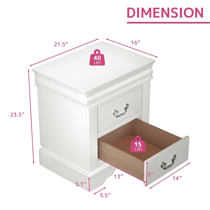 ACME Louis Philippe III Nightstand in White