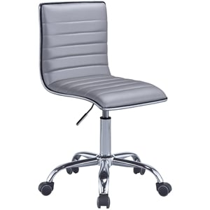 acme alessio faux leather upholstered armless office chair in silver and chrome