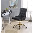 ACME Purlie Faux Leather Tufted Swivel Office Chair in Black Gold