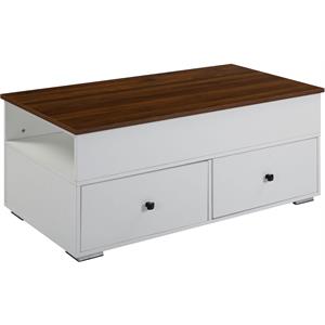acme aafje coffee table in white & walnut finish