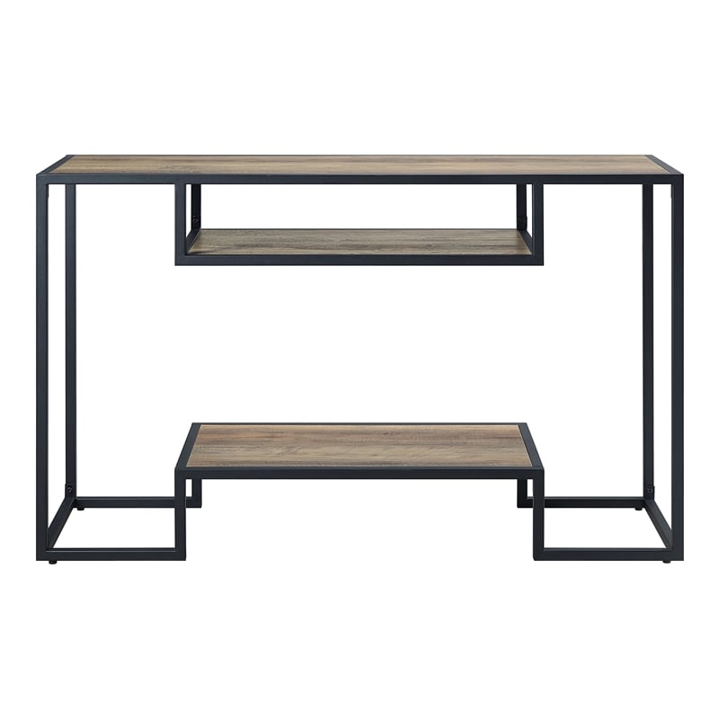 ACME Idella Wooden Console Table in Rustic Oak and Black Finish