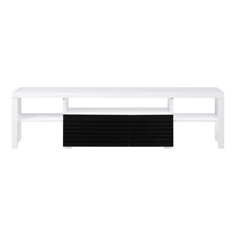 ACME Buck II Wooden TV Stand in White and Black High Gloss Finish