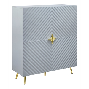 ACME Gaines 2-Door Accent Cabinet with Metal Legs in Gray High Gloss